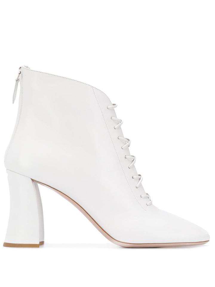 Miu Miu Lace-up Detail Ankle Boots - White