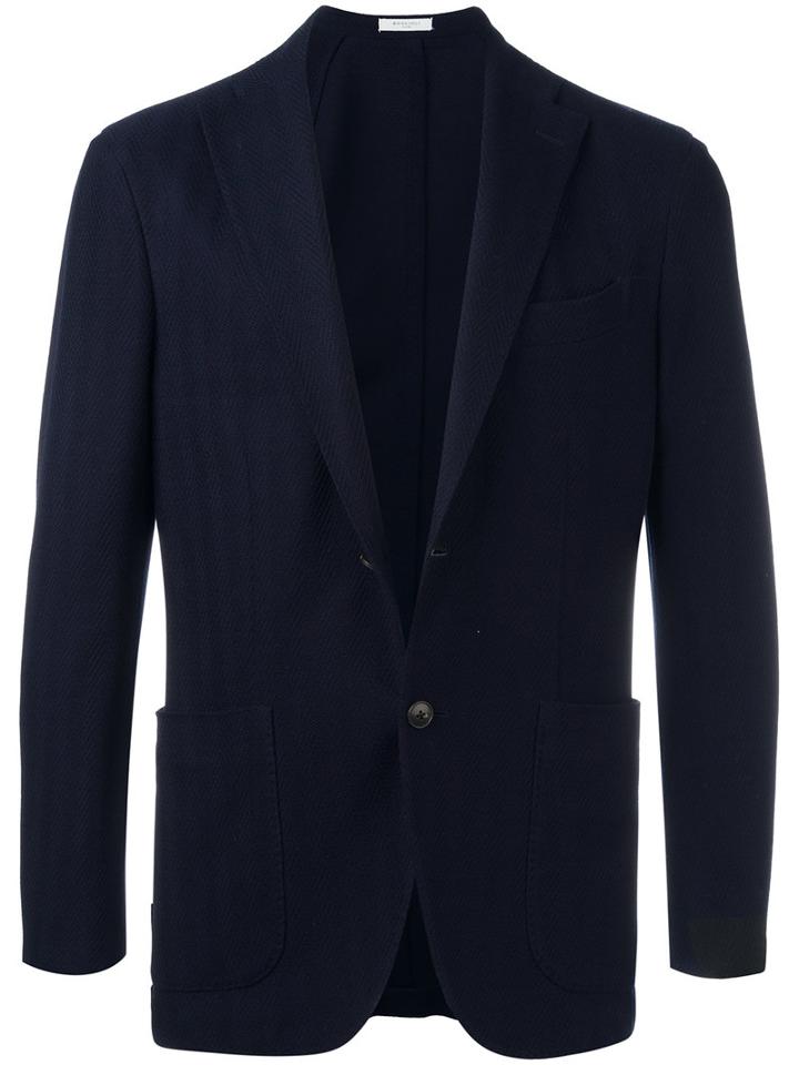 Boglioli Peaked Lapel Blazer, Men's, Size: 46, Blue, Cotton/acetate/cupro