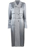 Thom Browne Reconstructed Overcoat Lining Dress In Grey Silk Charmeuse