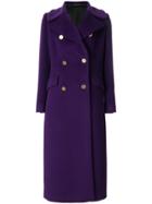 Tagliatore Long Double-breasted Coat - Pink & Purple