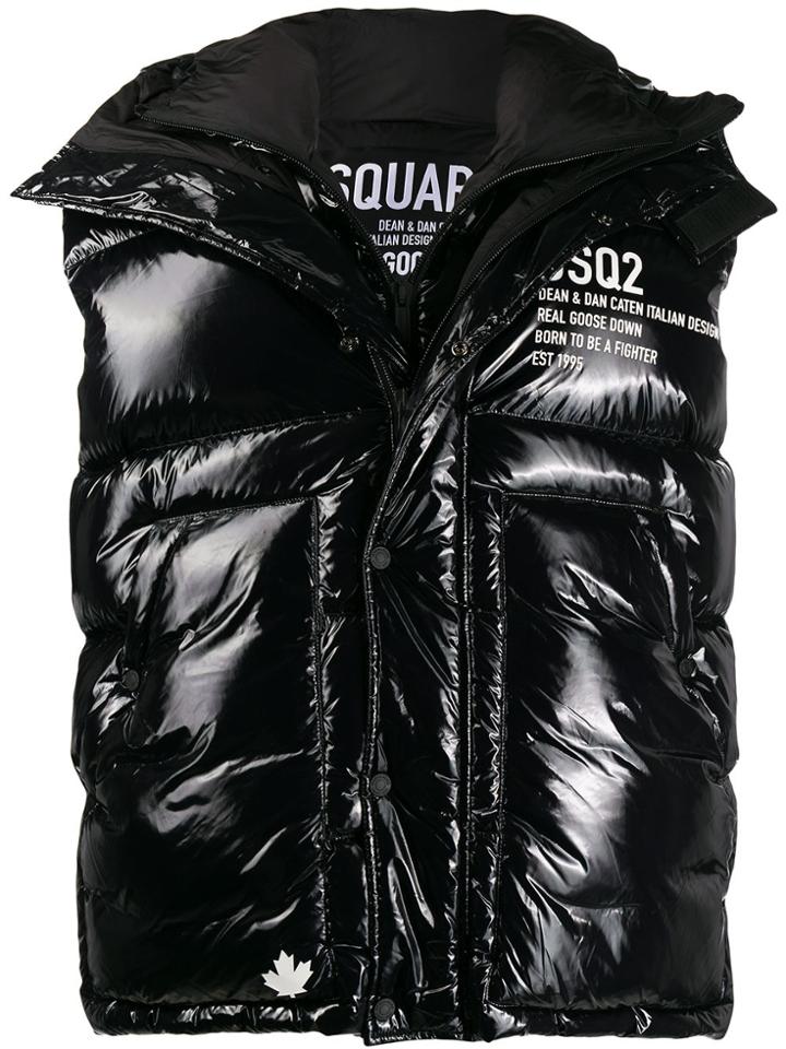 Dsquared2 Logo Print Padded Gilet - Black