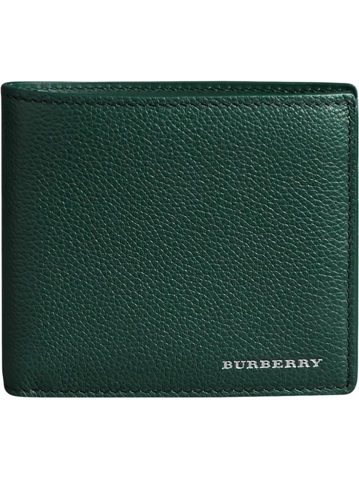 Burberry Grainy Leather International Bifold Wallet - Green