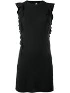 Love Moschino Ruffled Trim Dress, Women's, Size: 38, Black, Polyester/viscose