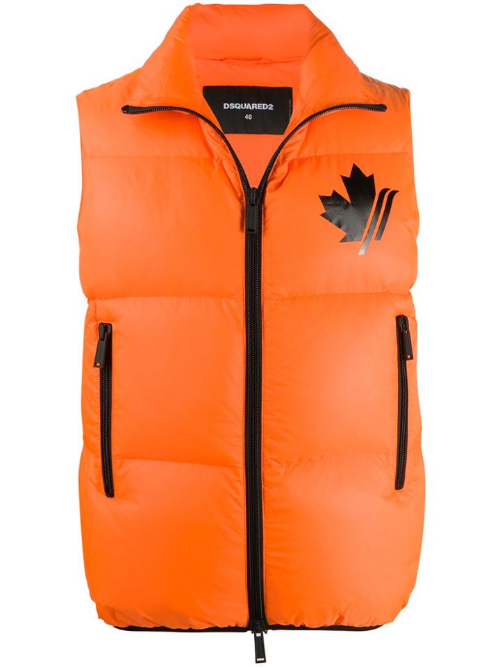 Dsquared2 Logo Print Down Gilet - Orange