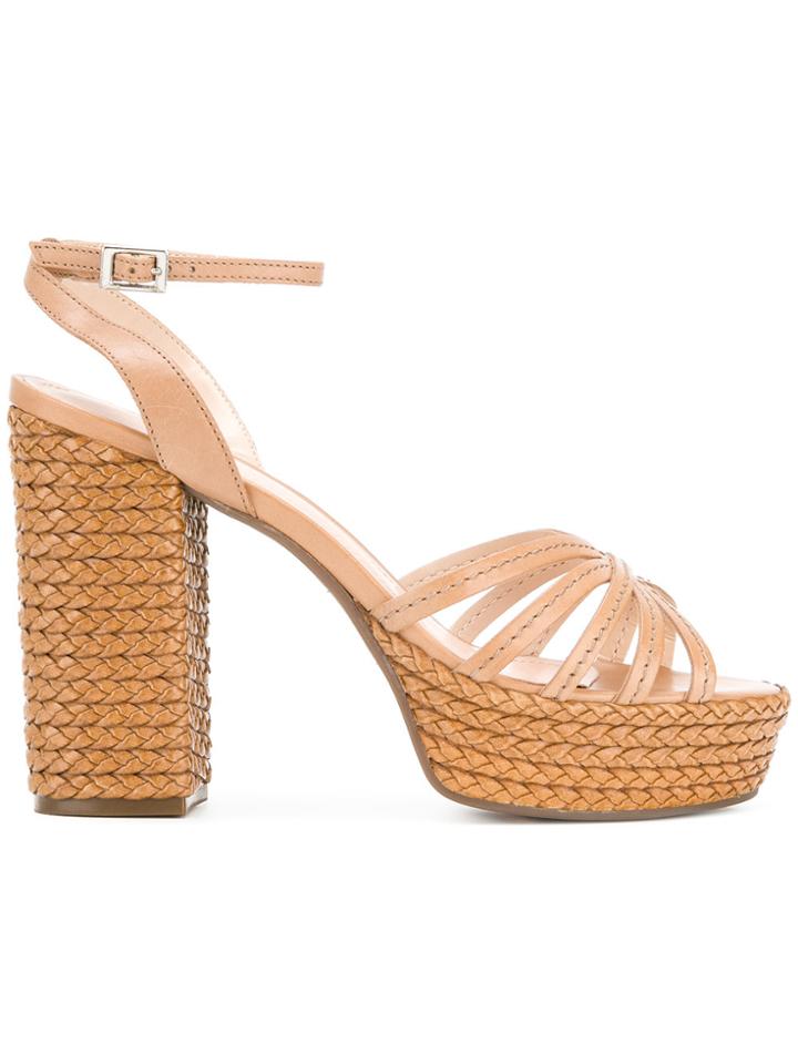 Schutz Slingback Platform Sandals - Nude & Neutrals