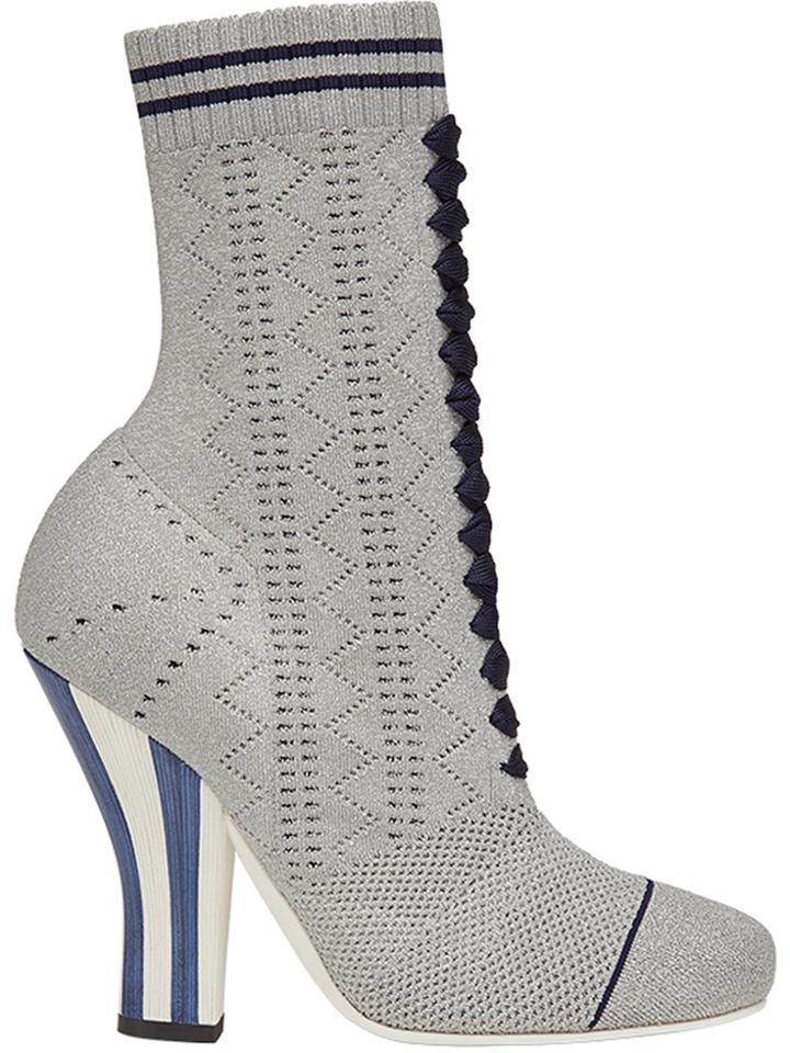 Fendi Lace-up Perforated Boots - Grey