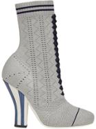 Fendi Lace-up Perforated Boots - Grey