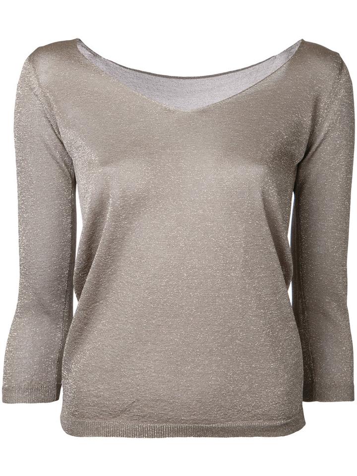 Roberto Collina Fine Knitted Top, Women's, Size: Small, Brown, Polyester/viscose
