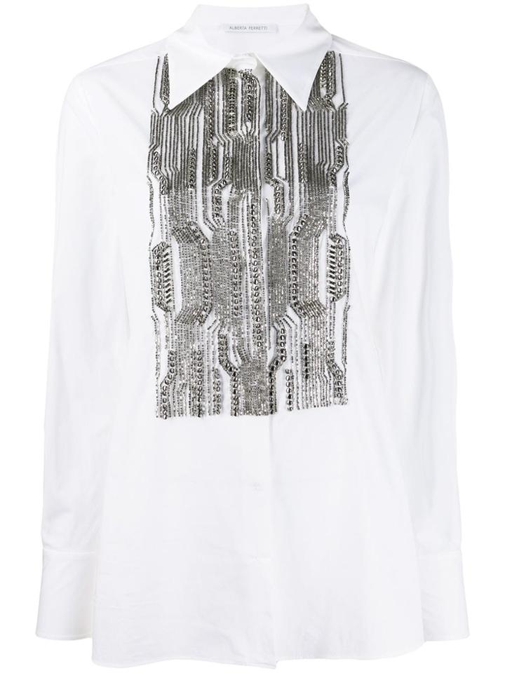 Alberta Ferretti Decorative Bib Shirt - White