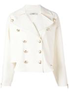 Lanvin Double Breasted Band Jacket, Women's, Size: 36, White, Cotton/spandex/elastane/silk