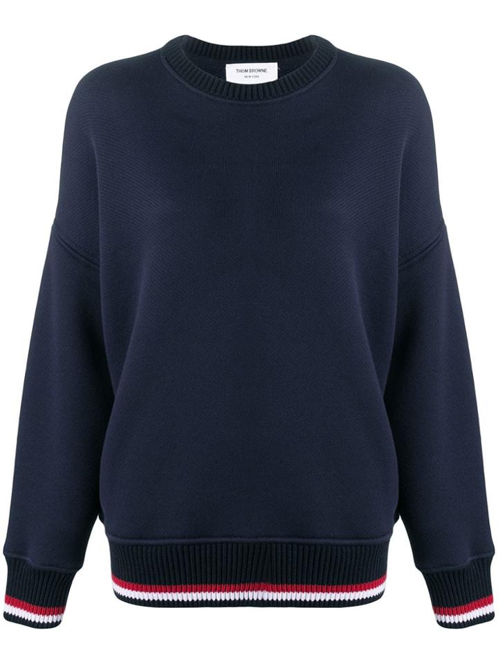 Thom Browne Oversized Crew Navy Sweatshirt - Blue