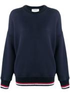 Thom Browne Oversized Crew Navy Sweatshirt - Blue