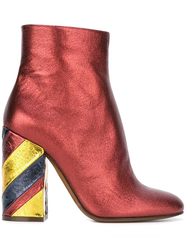 L'autre Chose Metallic Striped Heel Ankle Boots