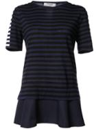 Akris Punto Layered Striped T-shirt, Women's, Size: 10, Blue, Cotton