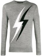 Neil Barrett Lightning Embroidered Sweater - Grey