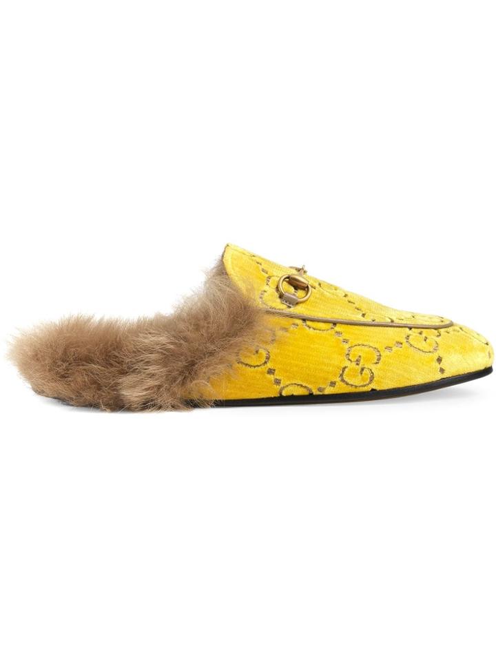 Gucci Slipper Princetown In Velluto Gg - Yellow