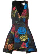 Alice+olivia Floral Print Short Dress - Black