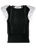 Valentino Lace Insert Knitted Top, Women's, Size: Small, Black, Cotton/polyamide/virgin Wool
