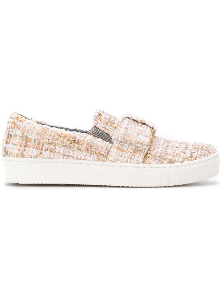 Karl Lagerfeld Tweed Slip-on Sneakers - Nude & Neutrals