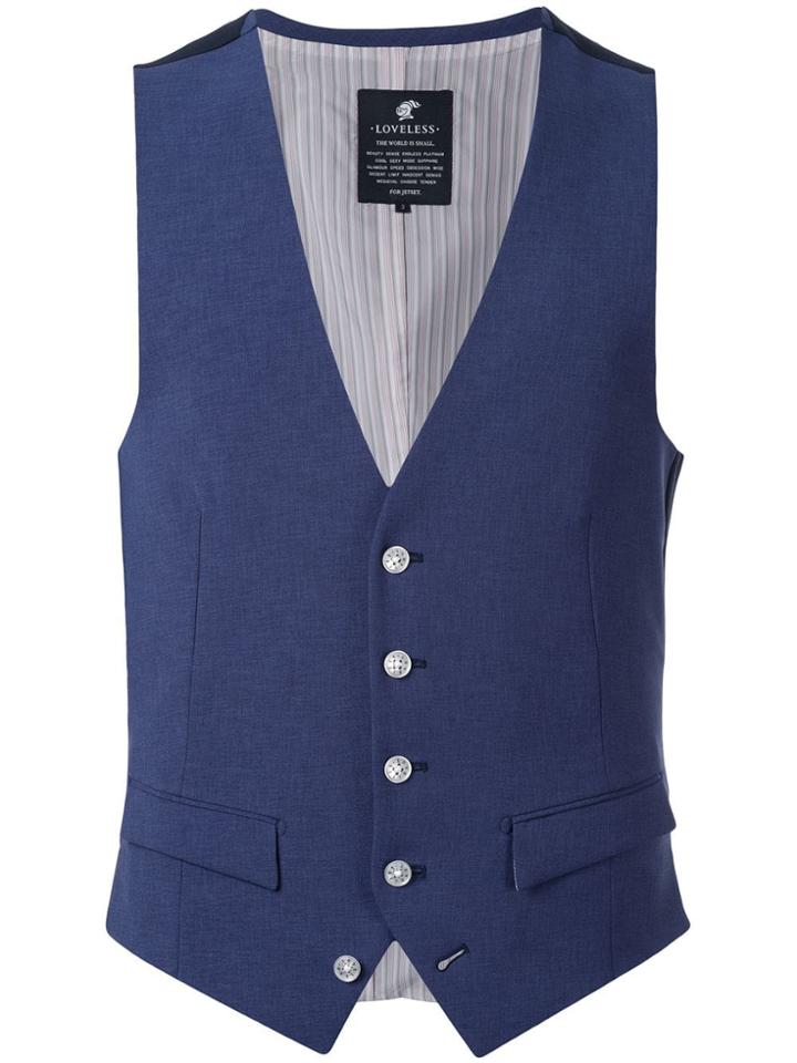 Loveless Button-up Vest - Blue