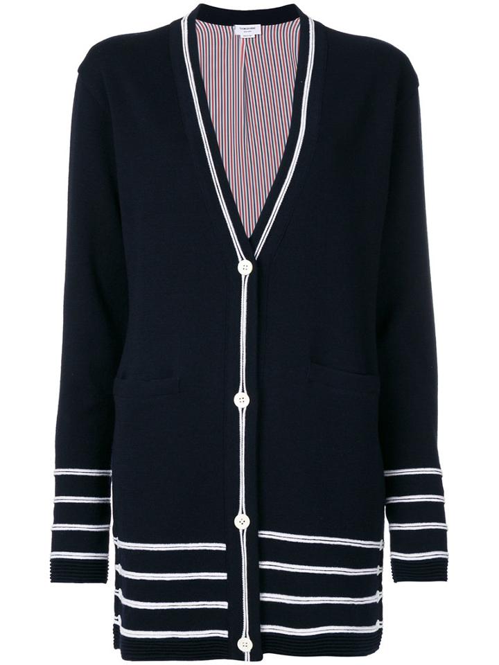 Thom Browne - Oversized Cardigan - Women - Silk/wool - 6, Blue, Silk/wool