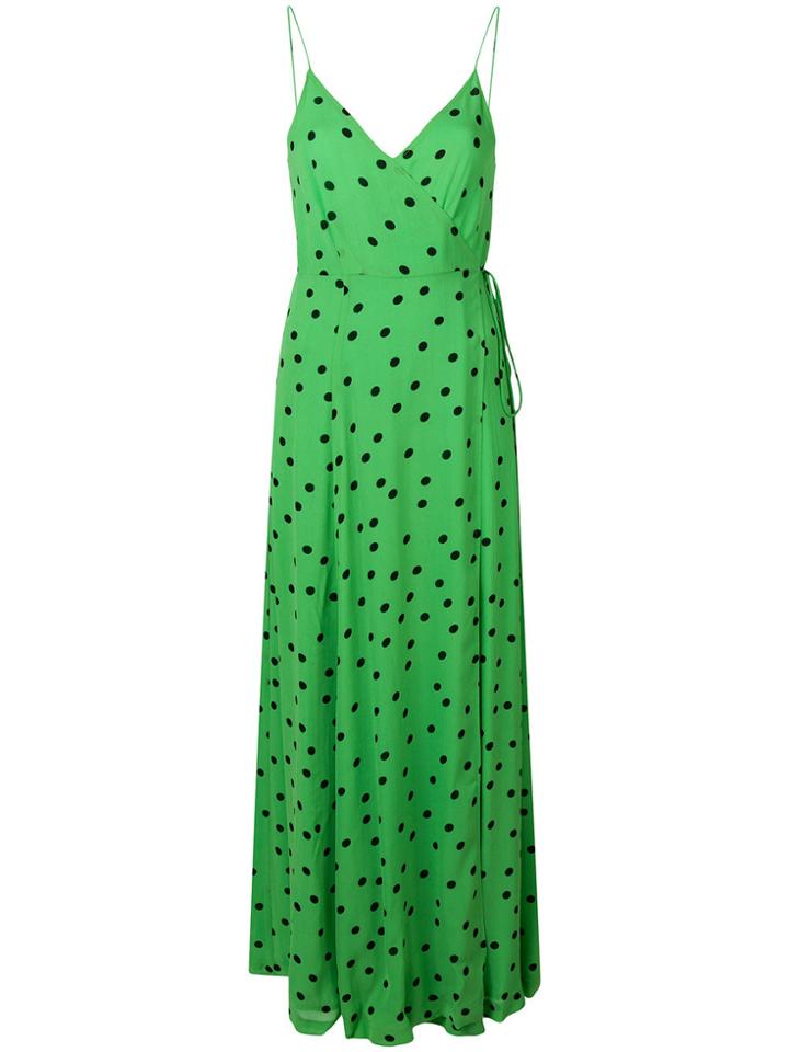 Ganni Polka Dot Maxi Dress - Green