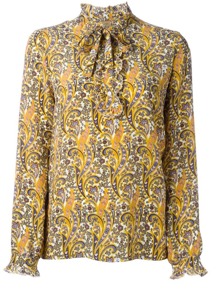Fay Paisley Print Blouse, Women's, Size: Medium, Yellow/orange, Silk