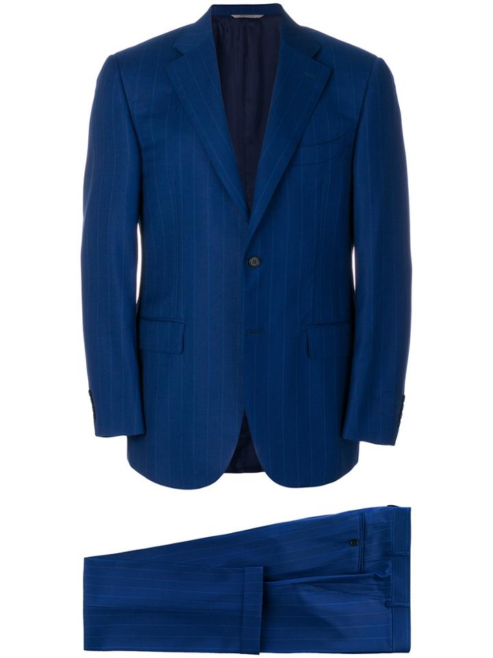 Canali Fitted Pinstripe Suit - Blue