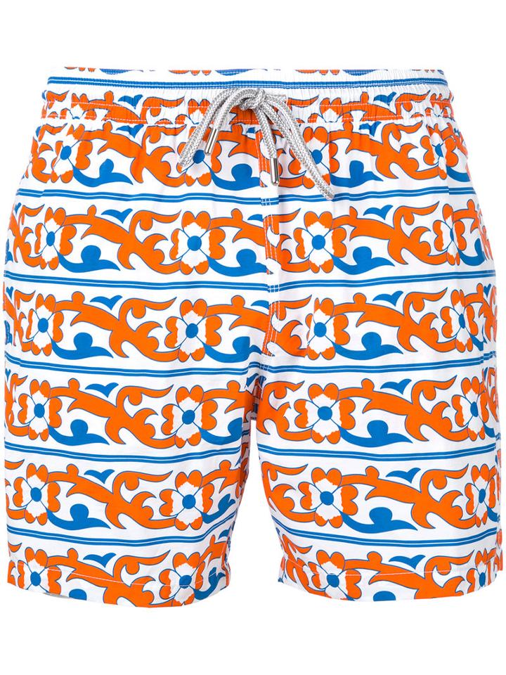 Capricode - Floral Print Swim Shorts - Men - Polyamide - L, Yellow/orange, Polyamide