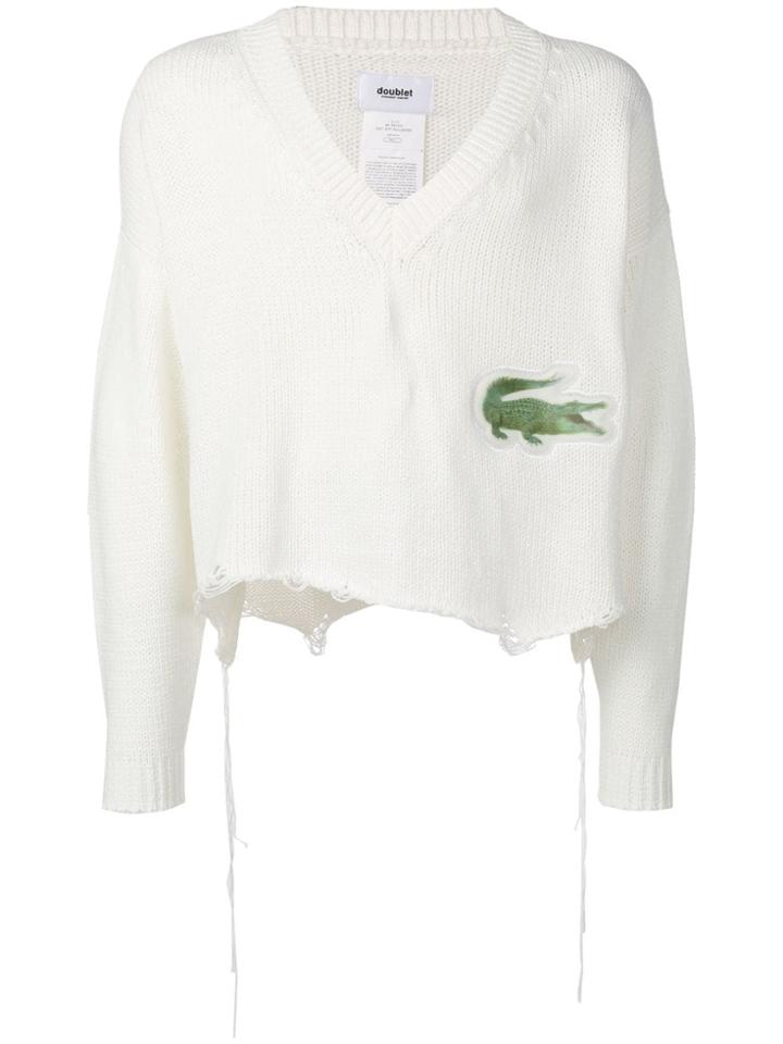 Doublet Deep V-neck Pullover - White