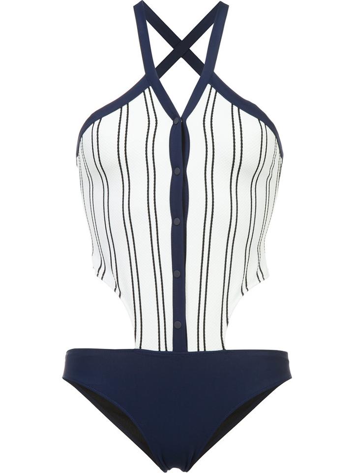 Jonathan Simkhai - Collared Oxford One Piece - Women - Polyester/spandex/elastane - S, White, Polyester/spandex/elastane