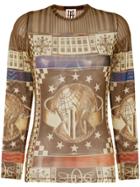 Jean Paul Gaultier Vintage Printed Long-sleeved Sheer Top -