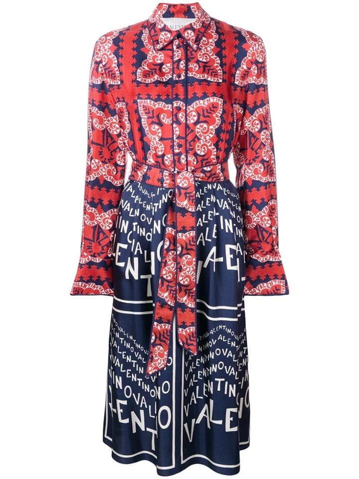 Valentino Bandana Chevron Shirt Dress - Red
