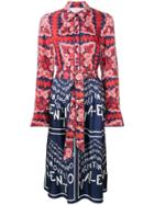 Valentino Bandana Chevron Shirt Dress - Red
