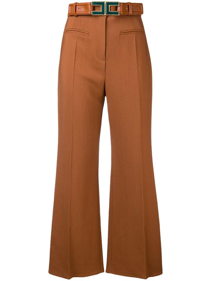 Elisabetta Franchi High-waisted Cropped Trousers - Brown
