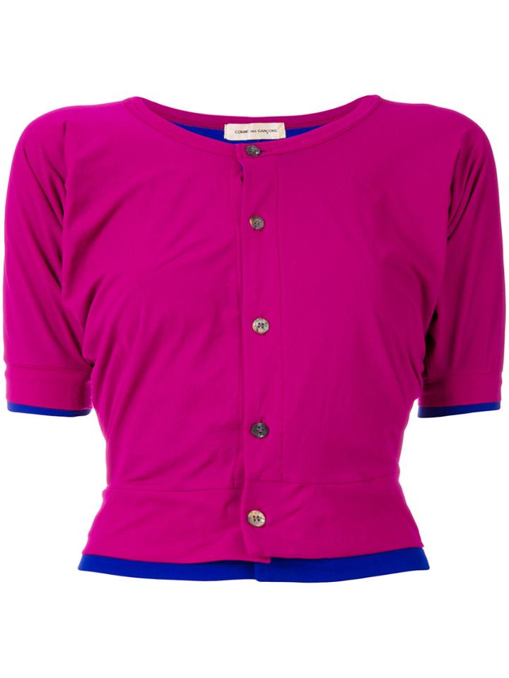 Comme Des Garçons Vintage Layered Shortsleeved Blouse - Pink & Purple
