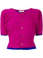 Comme Des Garçons Vintage Layered Shortsleeved Blouse - Pink & Purple