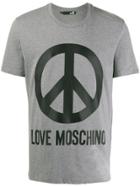 Love Moschino Peace Print Short Sleeve T-shirt - Grey