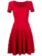 Alaïa Zig-zag Hem Flared Dress, Women's, Size: 36, Red, Polyamide/polyester/viscose