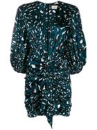 Alexandre Vauthier Leopard Print Draped Dress - Blue