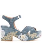 Laurence Dacade Embroidered Denim Sandals - Blue