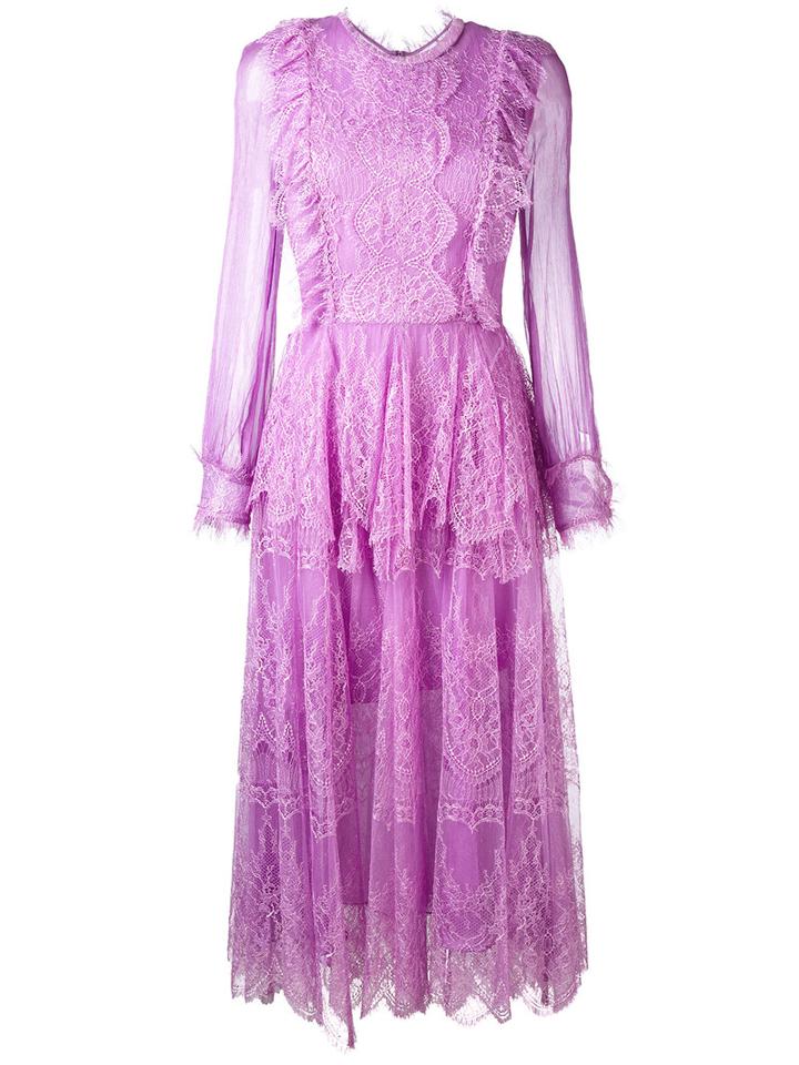 Maria Lucia Hohan - 'mousseline' Midi Dress - Women - Silk/nylon/spandex/elastane - 38, Pink/purple, Silk/nylon/spandex/elastane