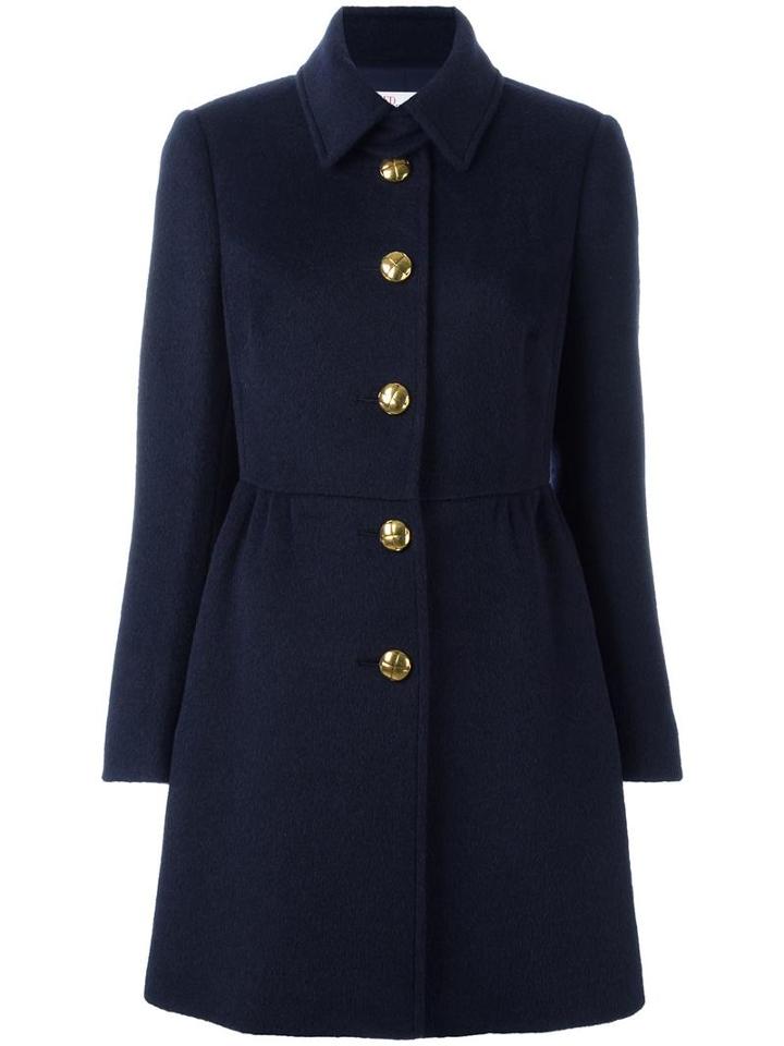 Red Valentino Single Breasted Coat, Women's, Size: 40, Blue, Polyamide/polyester/acetate/alpaca