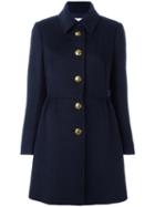 Red Valentino Single Breasted Coat, Women's, Size: 40, Blue, Polyamide/polyester/acetate/alpaca