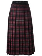 Giamba Pleated Tartan Skirt, Women's, Size: 40, Red, Polyester/polyurethane/virgin Wool