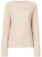 Agnona - Ribbed Sweater - Women - Cashmere - L, Nude/neutrals, Cashmere