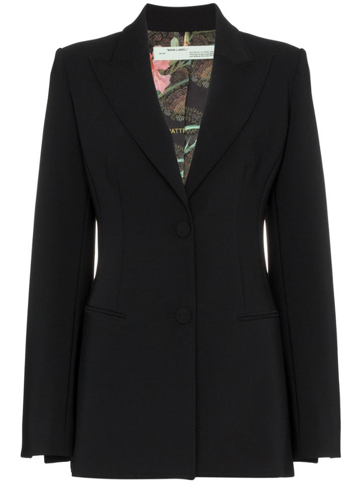Off-white Back Logo Blazer With Cinched Waist - Black