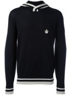 Dolce & Gabbana Contrast Stripe Logo Hoodie, Men's, Size: 50, Black, Virgin Wool