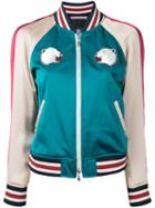 Guild Prime Bear Embroidered Bomber Jacket, Women's, Size: 34, Green, Polyester