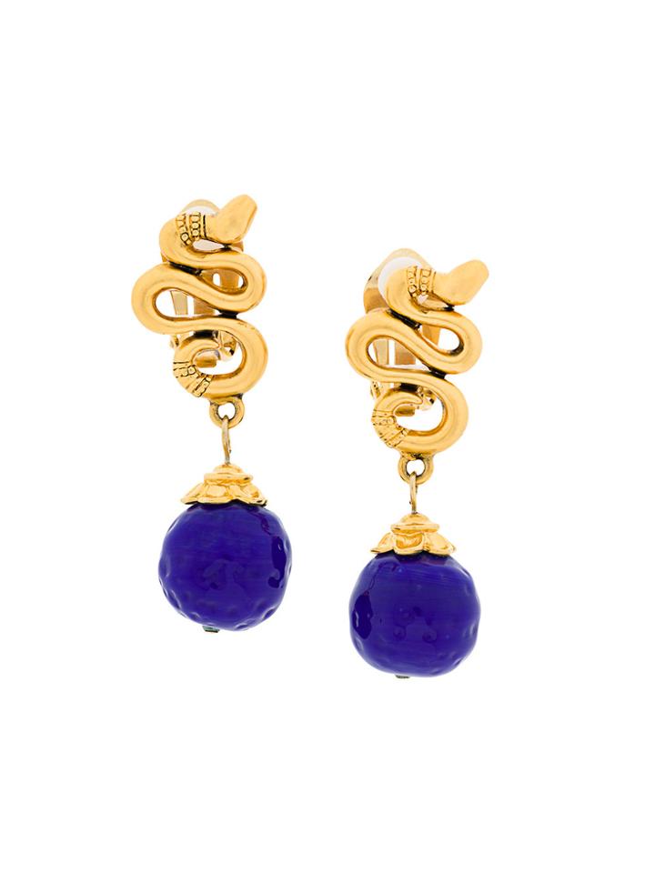 Kenzo Vintage Snake Dangling Earrings - Metallic